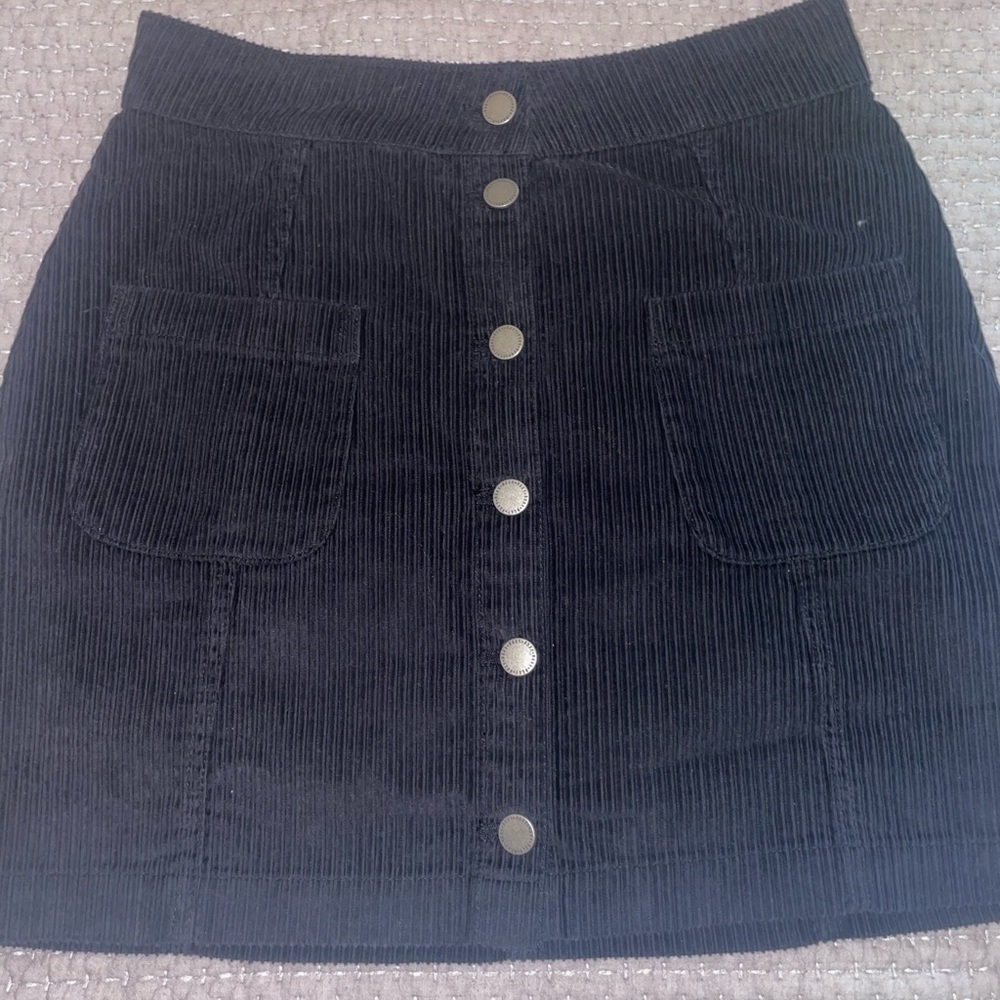 Black corduroy button down skirt